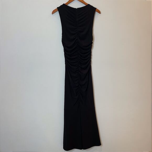 J.Crew Ruched Center Seam Dress Matte Jersey Midi Sleeveless LBD CI890 Black XS - Picture 7 of 14